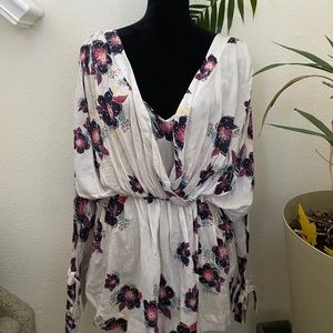 Free People Tuscan Dreams Floral Ivory Tunic Top